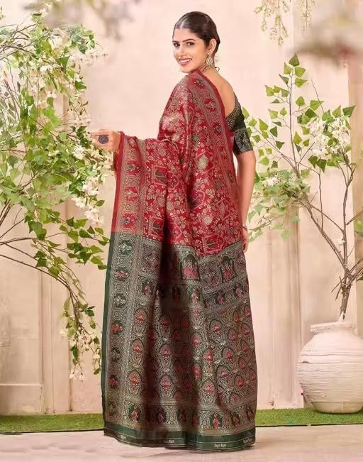 Image of Yashika Women's Banarsi Silk Saree with Blouse Piece for Traditional Ethnic Wear Sari