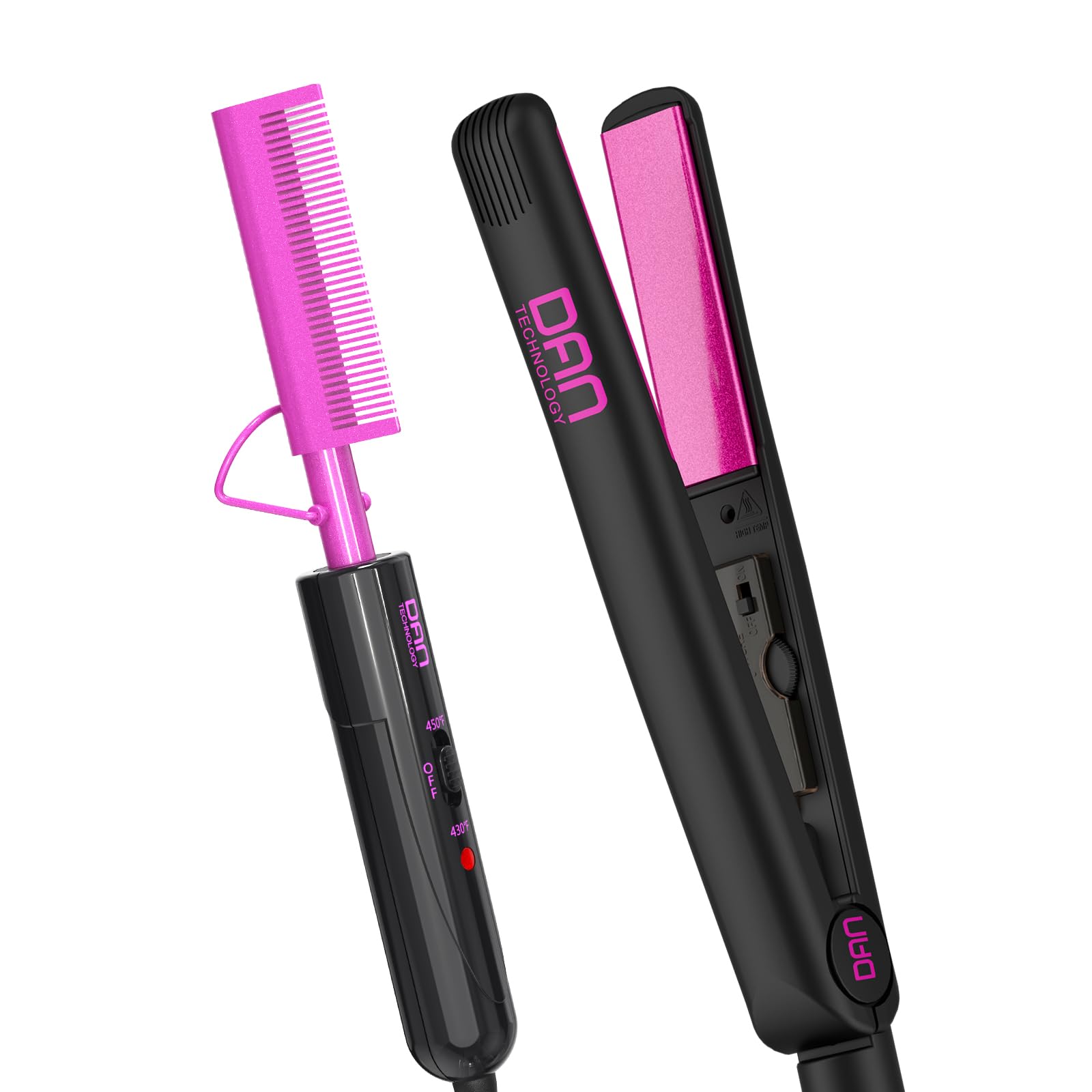 DAN Technology Flat Iron and Small Hot Comb for Black Women's Hair, Wigs - Hair Straightener