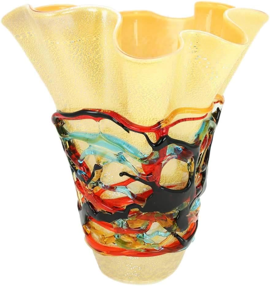 Glass Of Venice Murano Glass Vesuvio Abstract Art Vase