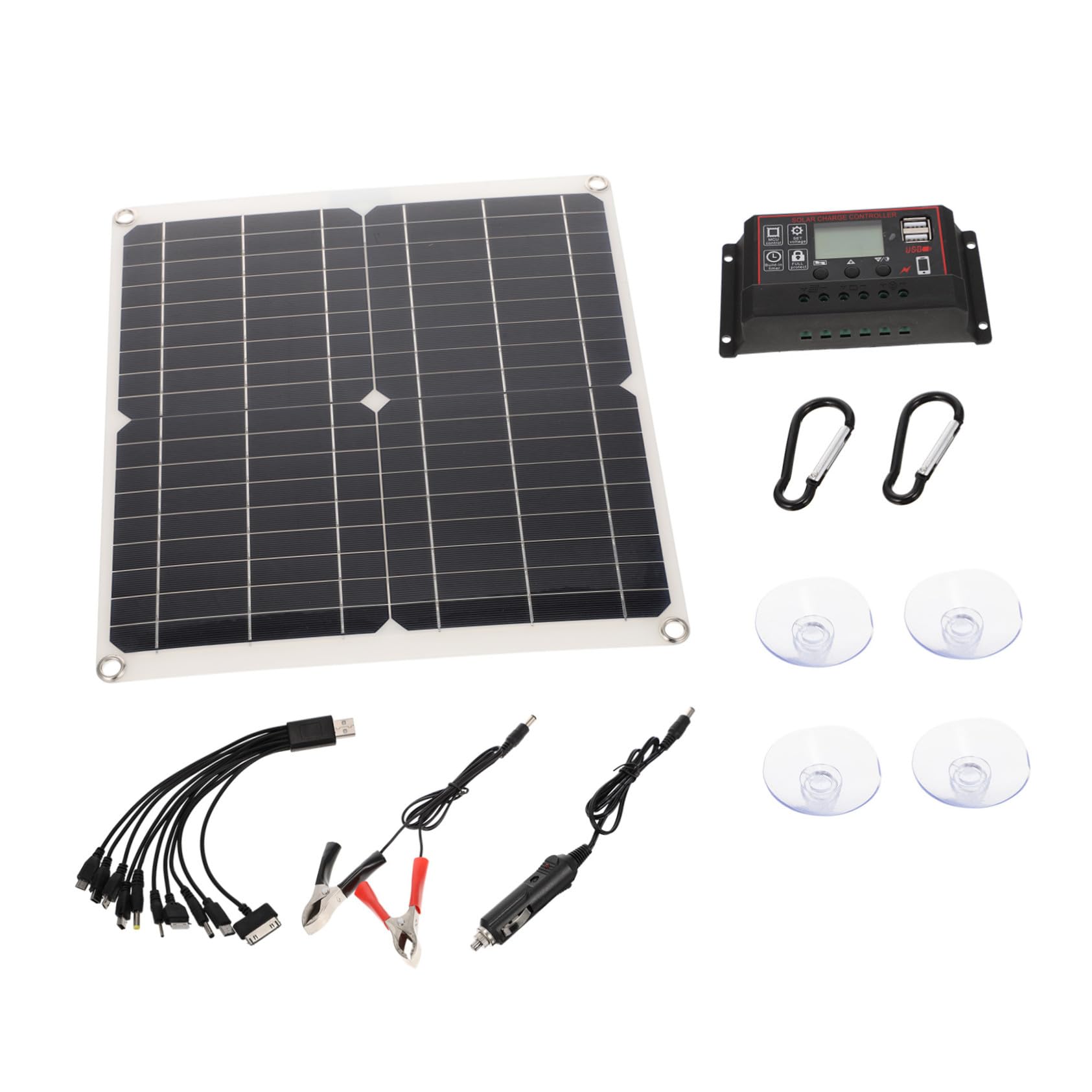 Kit Panneau Solaire Monocristallin Portable et avec Contrôleur Équipement de Charge Solaire Urgence pour Camping Randonnée et Outdoor