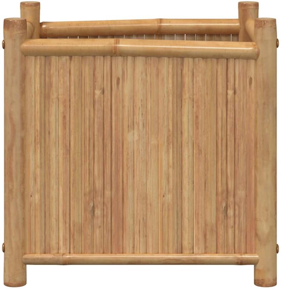 vidaXL Bamboo Raised Planter Box - Large Garden Flower Pot/Plant Stand - Outdoor Balcony Decor, Brown, 19.7"x19.7"x19.7"