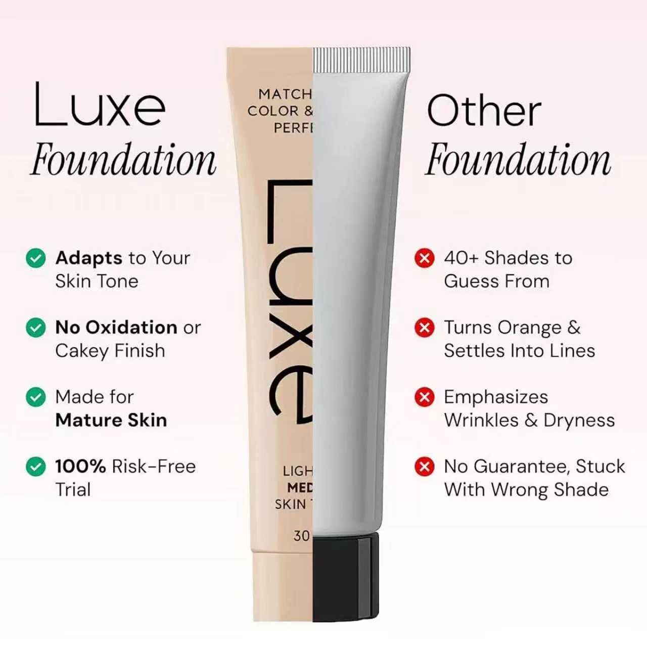 Luxe Color Changing Foundation for Women – Instantly Adapts to Your Skin Tone – Buildable Light-to-Medium Coverage – 12-Hour Wear – Natural Dewy Finish - Light 1 piece — view 3