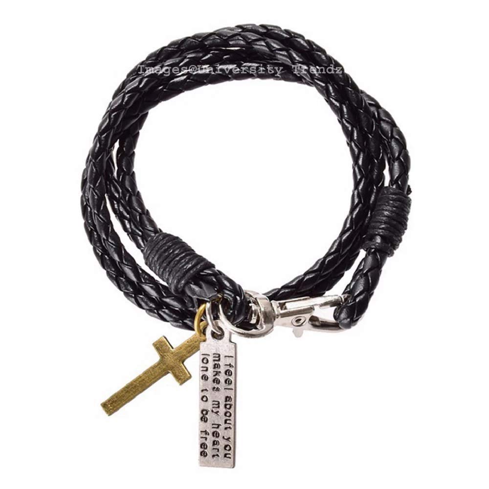 University Trendz PU Leather Western Style Christ Cross Design with Jesus Message Casual Bracelet for Boys and Girls (Black) (B08RB262PH) Amazon Price History, Amazon Price Tracker