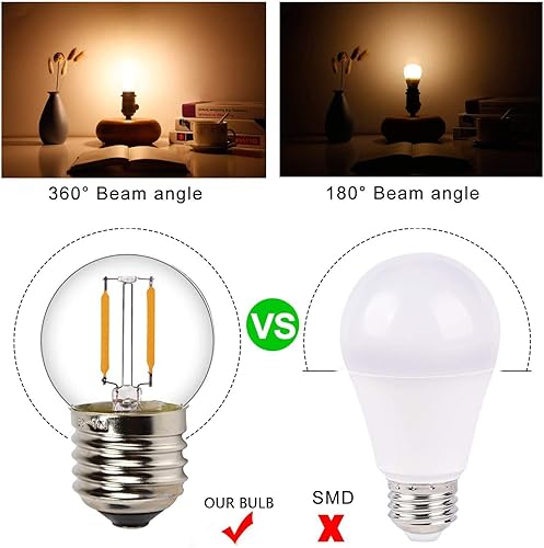 Miniatura 3 de Bombillas LED de bajo voltaje de 12 voltios, suaves y cálidas, 2700 K, 1 W (solo para 12 V -24 V CCCA) - Bombilla de globo pequeña con base Edison