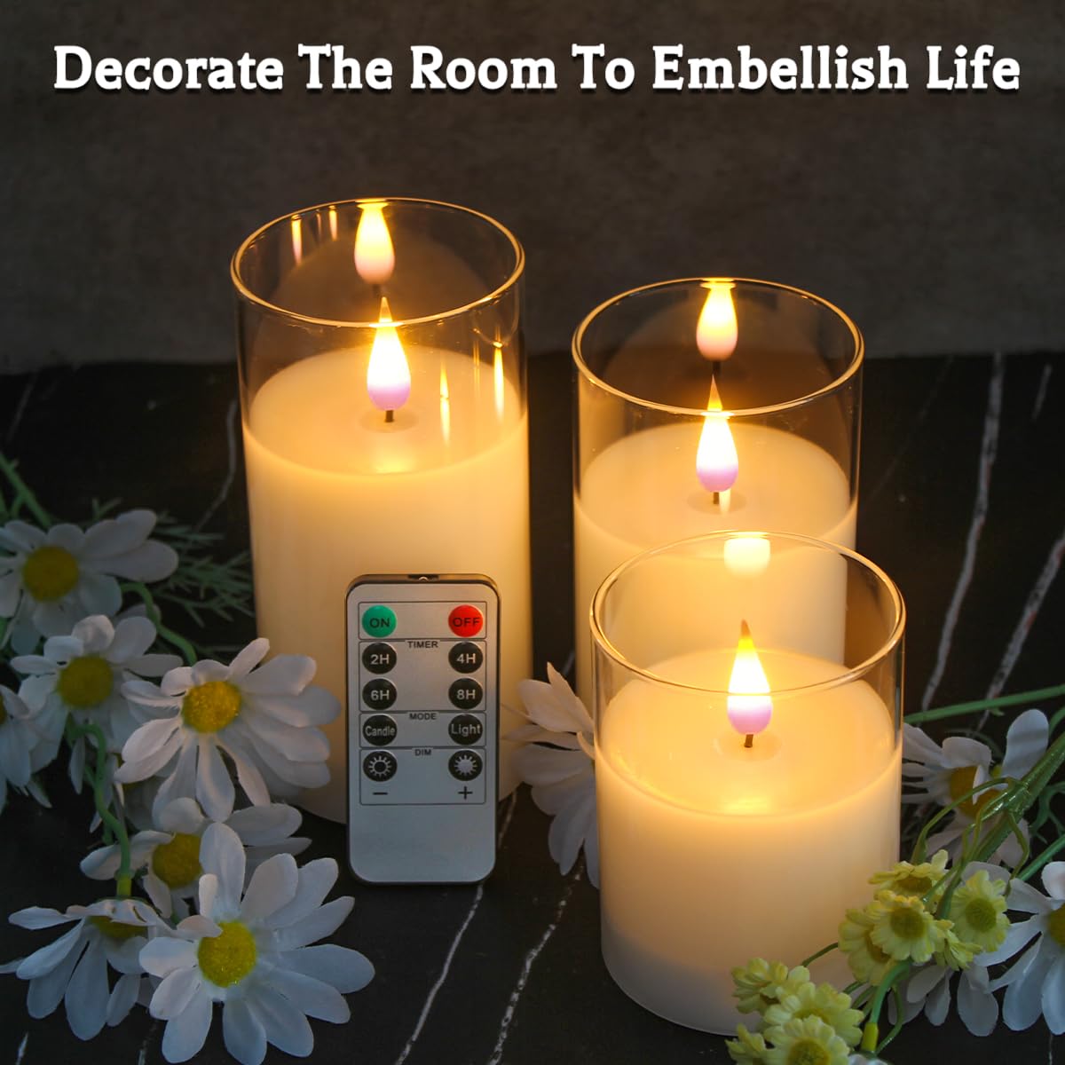 NICE POINT LED Rechargeable Candles with Remote Timer, Real Wax Flameless Candles, Flickering Teardrop Wick - Image 3
