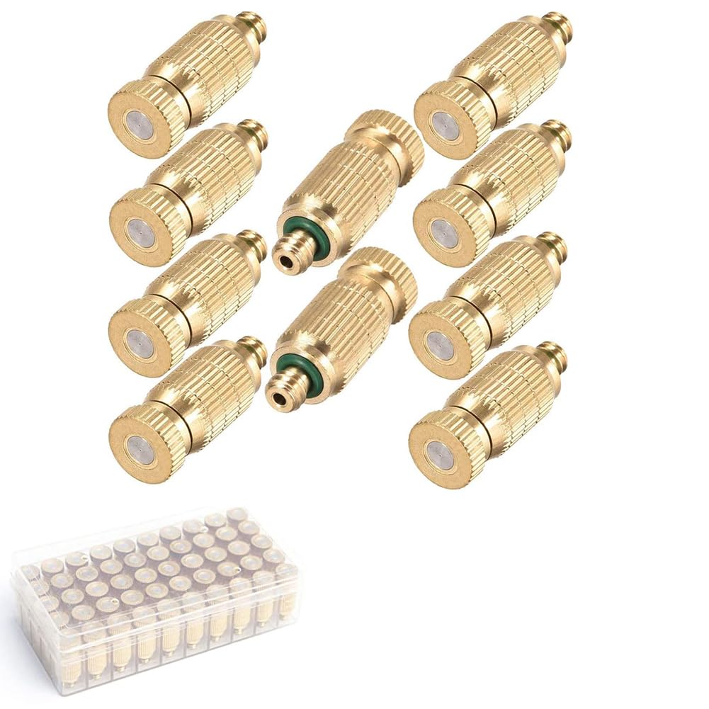 Buse de pulvérisation en laiton, buse de pulvérisation haute pression 10/24 UNC, buse anti-goutte pour système de pulvérisation extérieur, buse pour système de refroidissement extérieur paysager (50