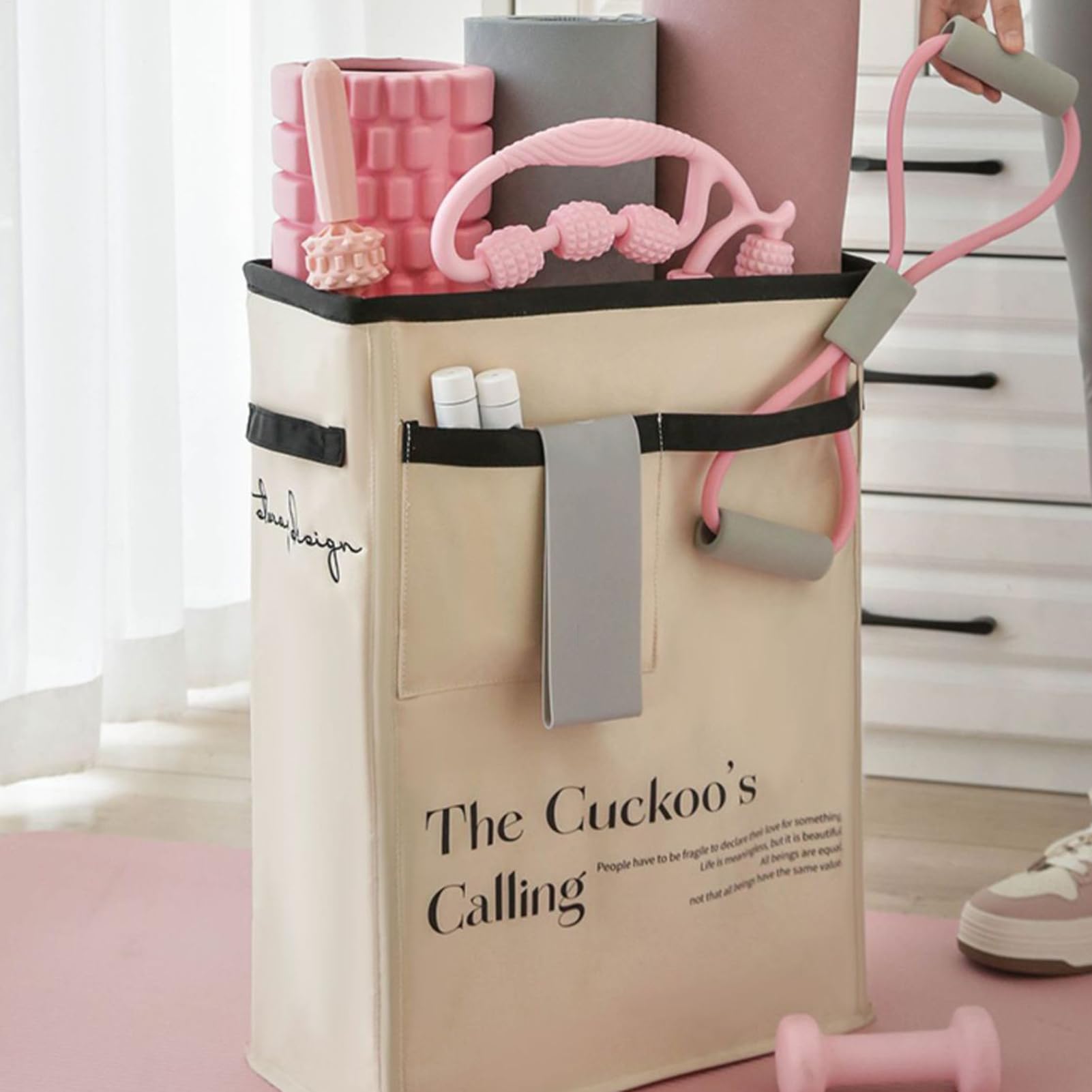 Yoga Mat Storage Basket Organizer System - Supporto completo per attrezzature da palestra per esercizi di yoga Palla | Cinghia a rullo in schiuma Fascia di resistenza Attrezzature per l'allenamento