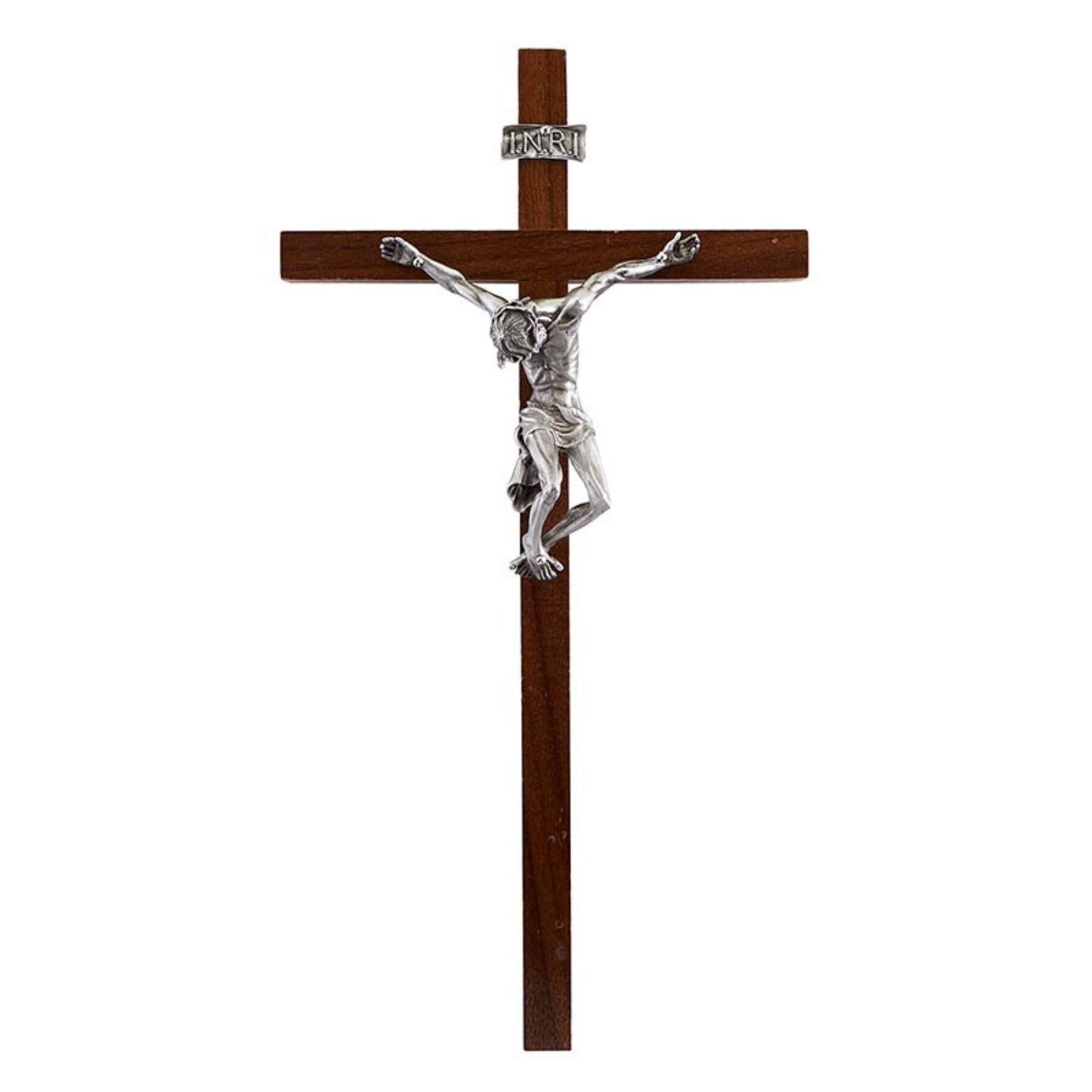 "the Pained" Crucifijo Cruz de pared nogal con resina Cristo Corpus, madera, marrón, 25.40 cm