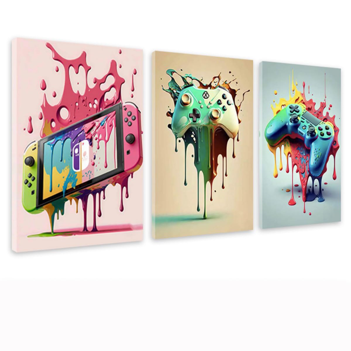 Set Di 3 Poster Da Parete YAYNO – Neon Game, Calcio E Controller, 30x40 Cm, Senza Cornice, Per Camera Teenager