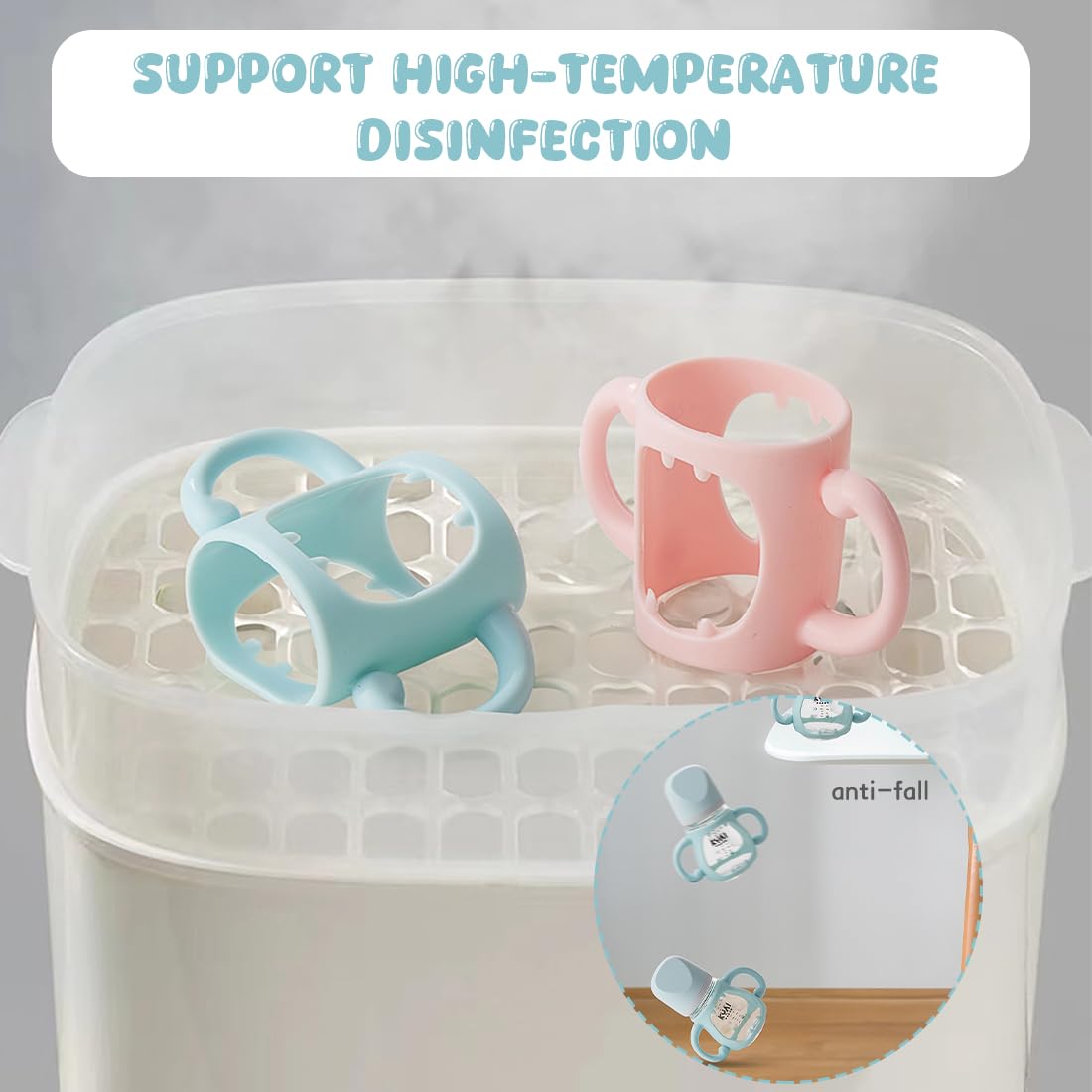 2 Pezzi Manici per Biberon,Manico Per Biberon Silicone,Manico Plastica Per Biberon,Biberon Baby Feeding Portaborraccia,per Biberon Standard a Collo Largo