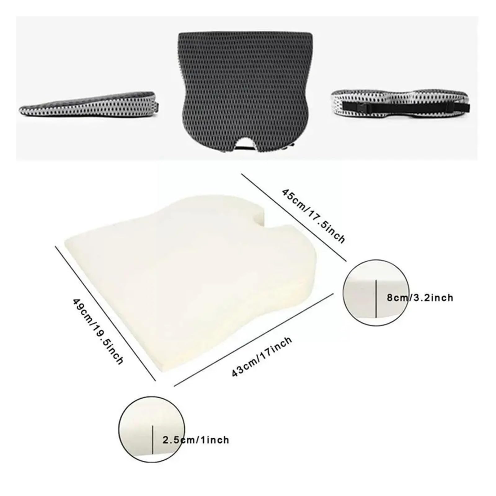 Muzhen Store Comodo Cuscino del Sedile a Cuneo for Auto Compatibile con Il Sedile del conducente dell'auto, Sedia da Ufficio, sedie a rotelle, Cuscino del Sedile in Memory Foam, Supporto Ortopedico