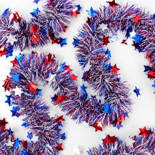 KINGLAKE 250th Anniversary Patriotic Garland - 33 Ft 4th of July Red White Blue Star...
