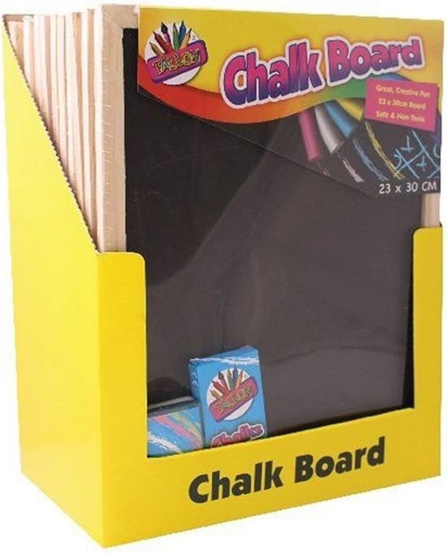 SKYTE® 10 Pack A4 Wooden Chalkboard Black Board Sponge Eraser Duster & Chalk Set Kids Child Dry Wipe Message Frame Drawing