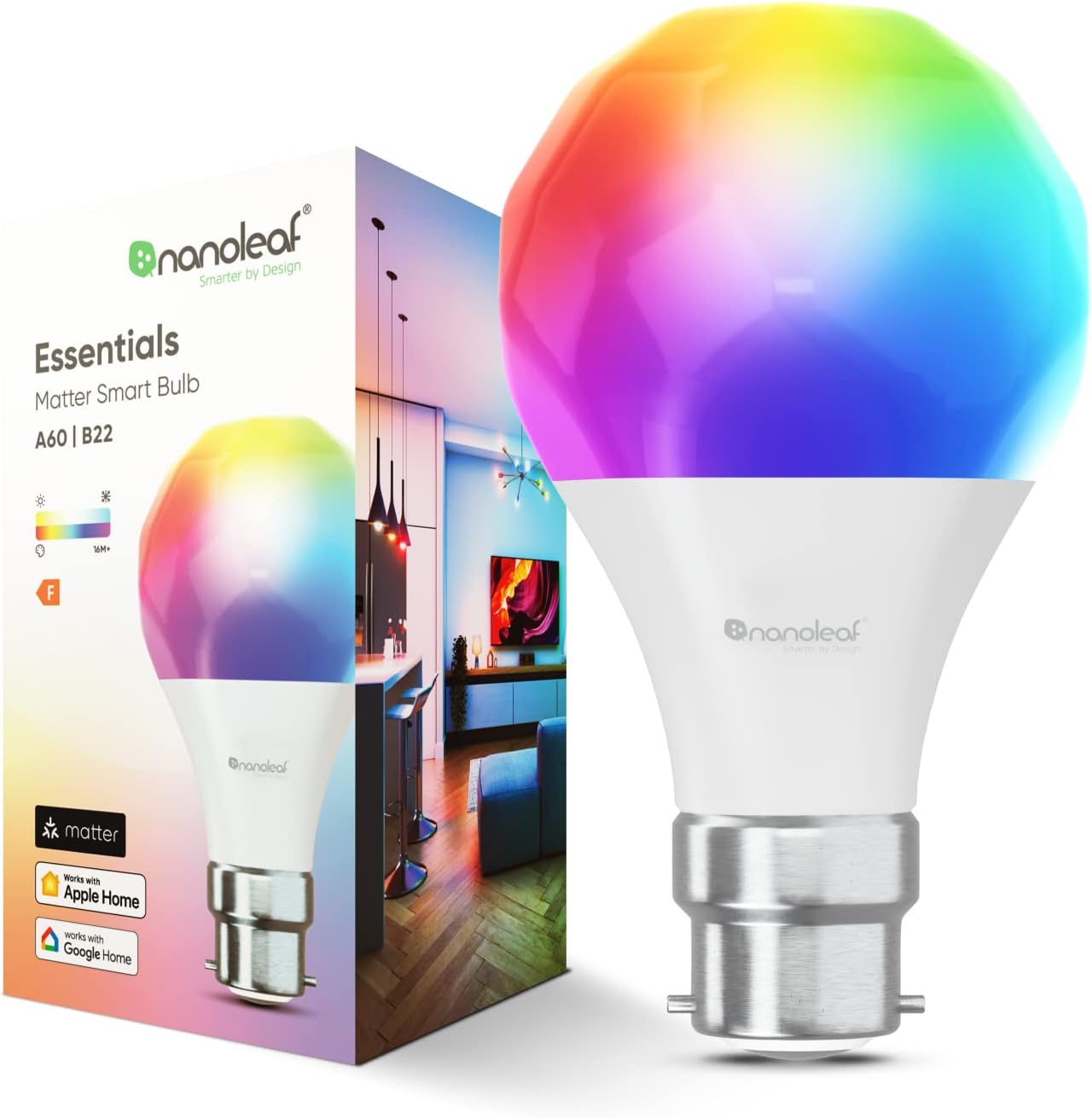 Nanoleaf Essentials Smart LED ColourChanging Light Bulb (60W) RGB