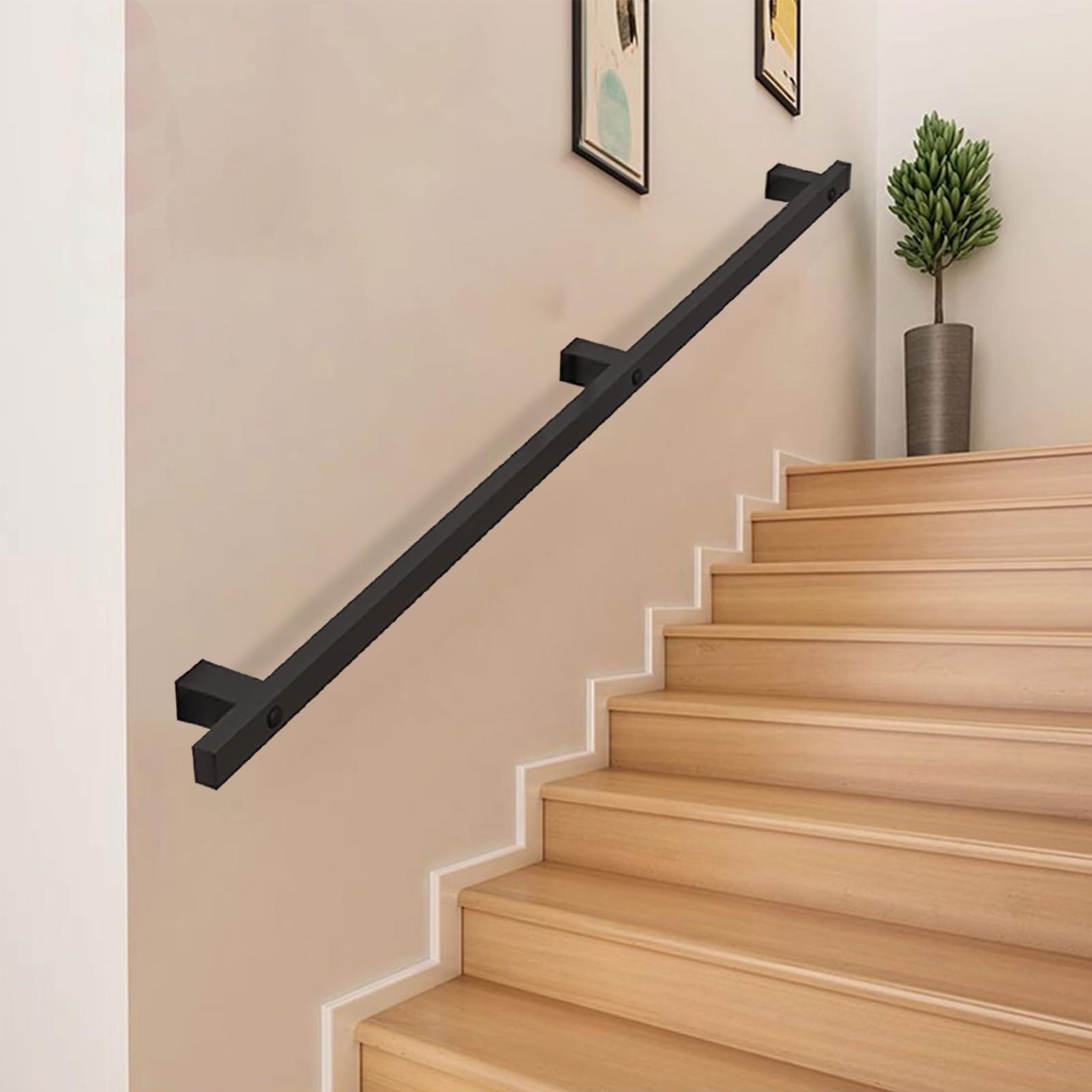 Main courante en fer forgé noir 270 cm, barre de sécurité escalier et couloir