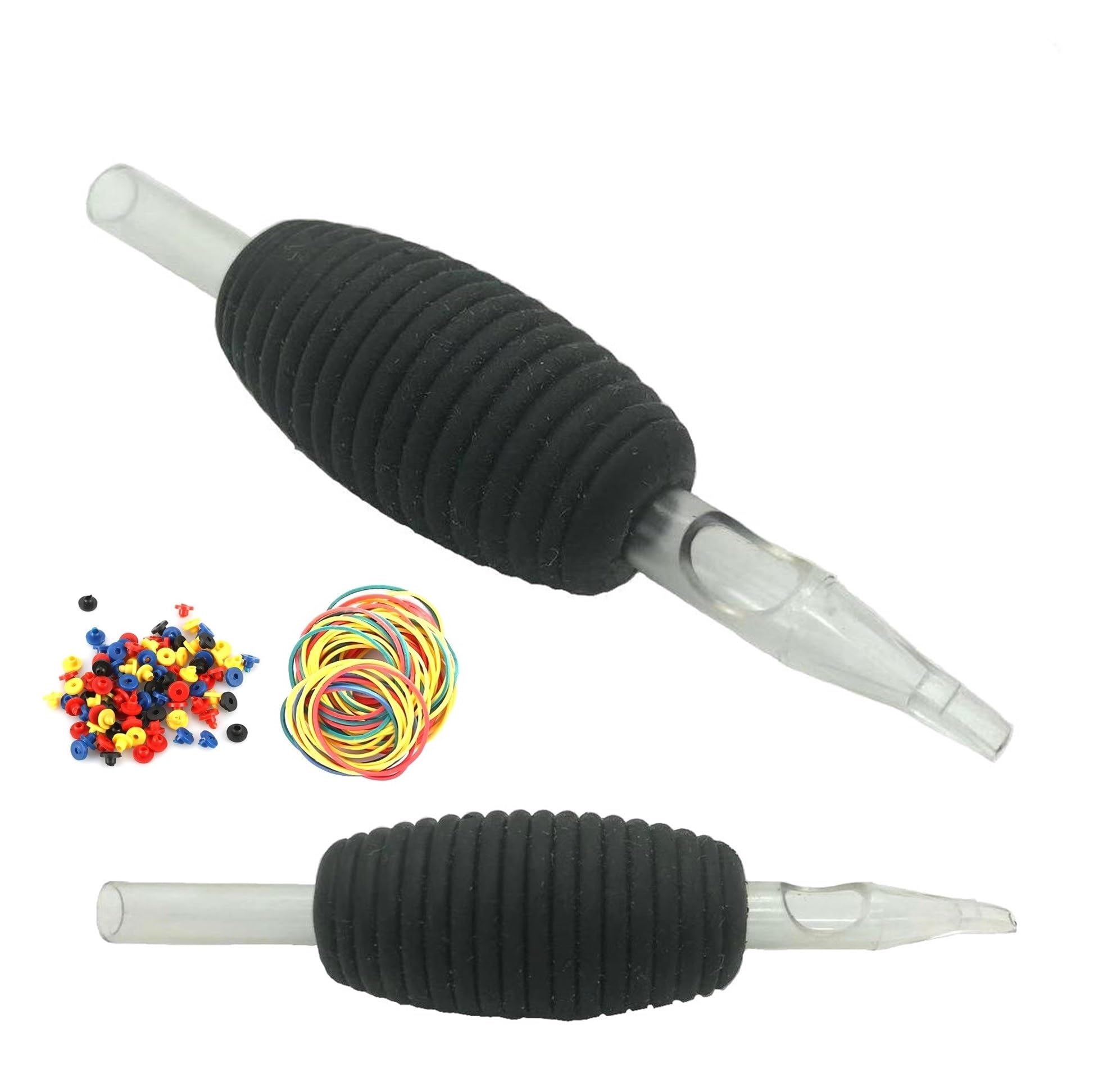 DGT 20PCS 1 Inch 25MM Tattoo Disposable Tubes Tips Black Silicone Clear Tubes (9 F/Mag)