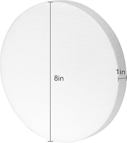 Miniatura 2 de Crafare Círculos redondos de espuma de 8 pulgadas para manualidades, paquete de 5 discos redondos de poliestireno de 1 pulgada de grosor, color