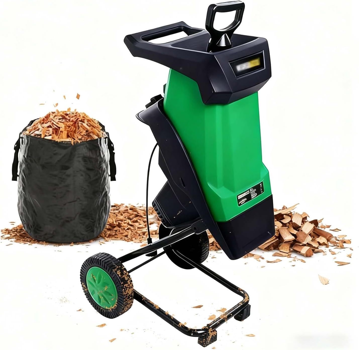 Electric Garden Shredder 2400w, 40mm Wood Chipper with 50l Collection Bin, S-afety Shut-Off & Portable Design, Perfect for Branches and Organic Garden Waste,Lawn Debris Management