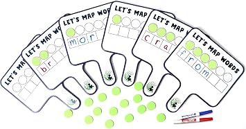 6 Map-Its Paddles for Word Mapping | Hands-On Phonemic Awareness Tool | Magnetic Dry-Erase Paddles for Phonics & Spelling | Structured Literacy & Science of Reading Classroom Resource