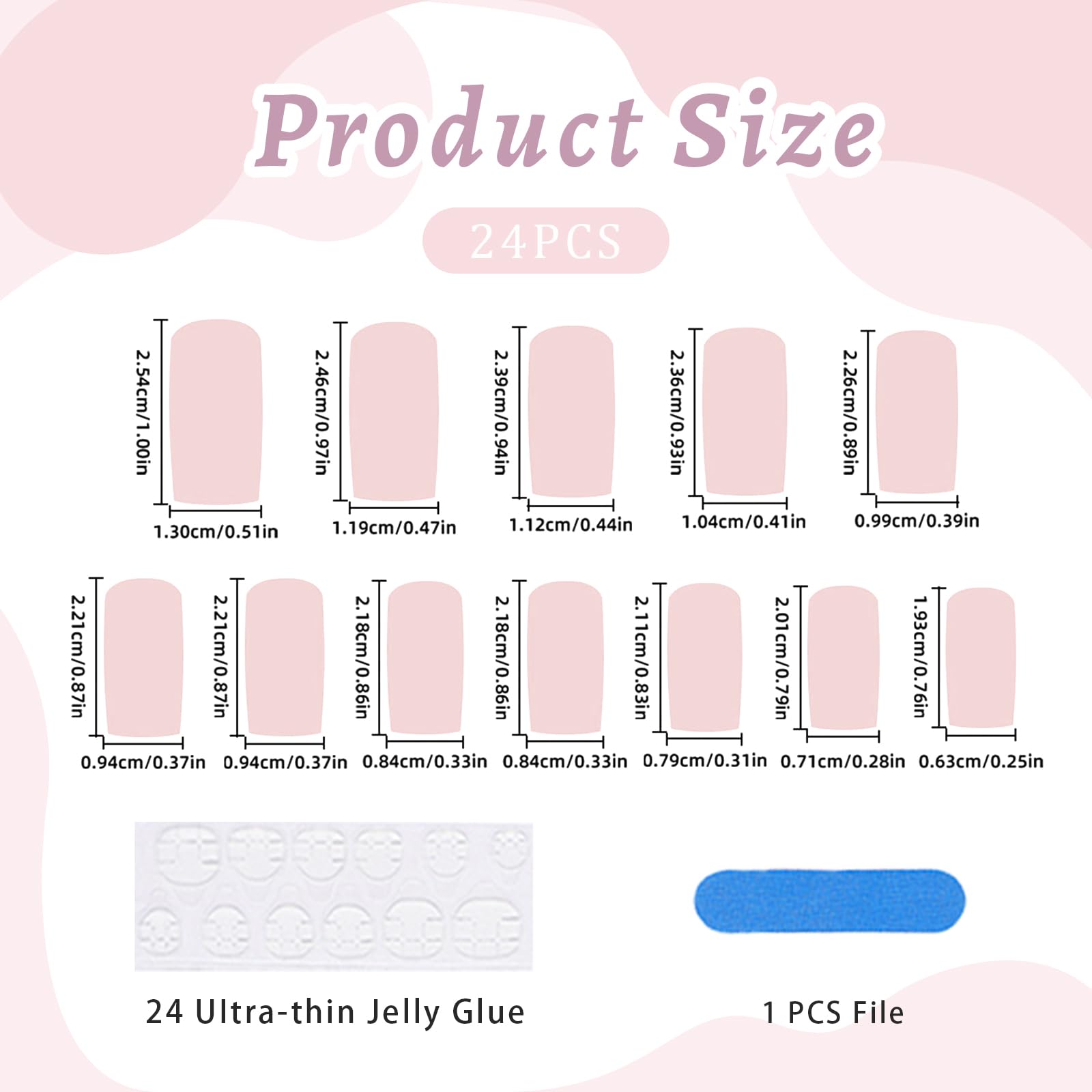 Sztuczne paznokcie z francuskim manicure, wciskane, akrylowe, z kokardką, kryształkami, serduszkiem, kwadratowe
