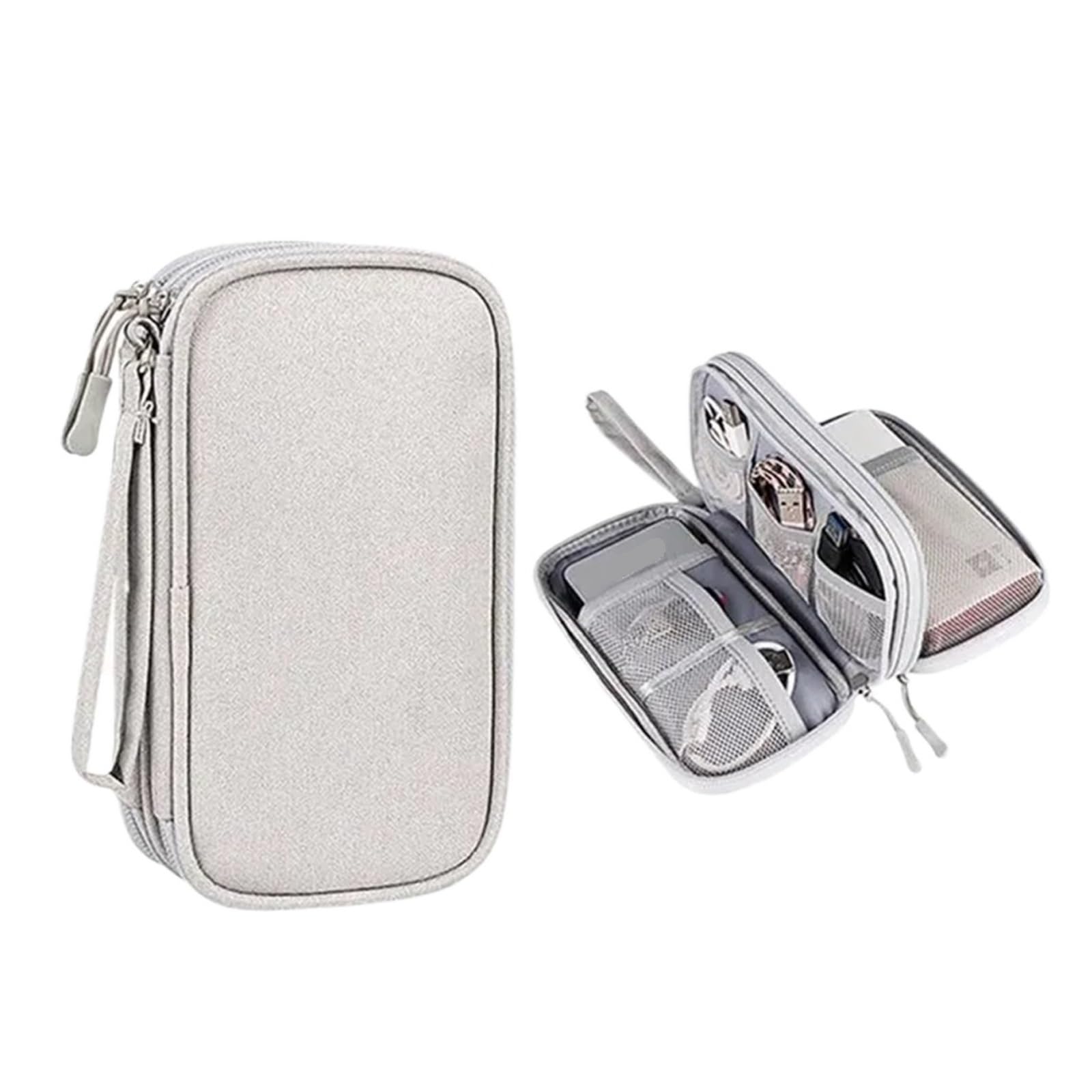 Bolsa organizadora de Accesorios electrónicos, Caja del Tesoro de Carga Auriculares, Organizador Cables Datos USB, Producto Digital portátil Viaje, 2 uds(Dark Gray)