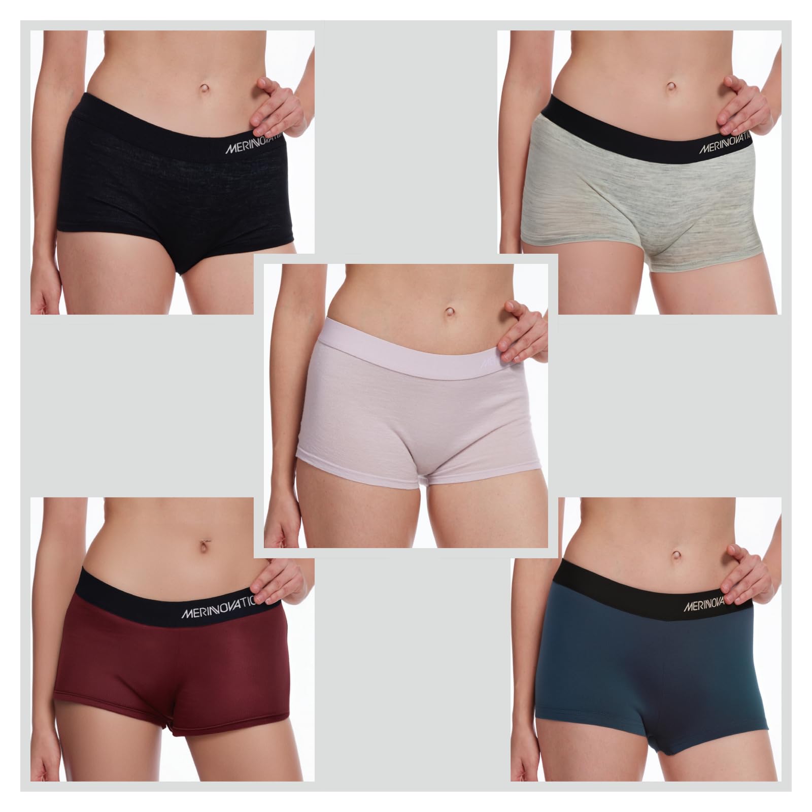 MERINNOVATION Merino Unterwäsche Damen 2er Pack 100% Merinowolle Boxershorts Damen Sportunterwäsche Hipster Panties Atmungsaktive
