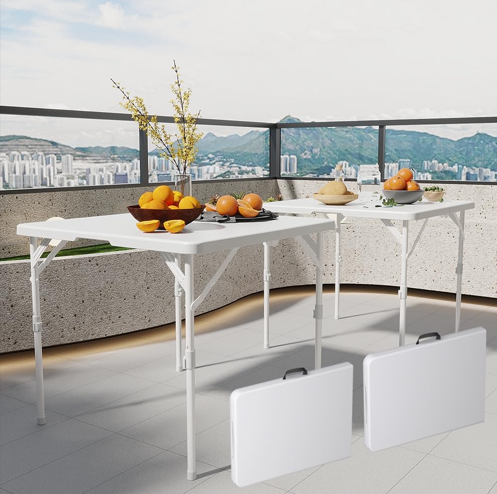 Table pliable blanche de camping pour pique-nique et fêtes en plein air