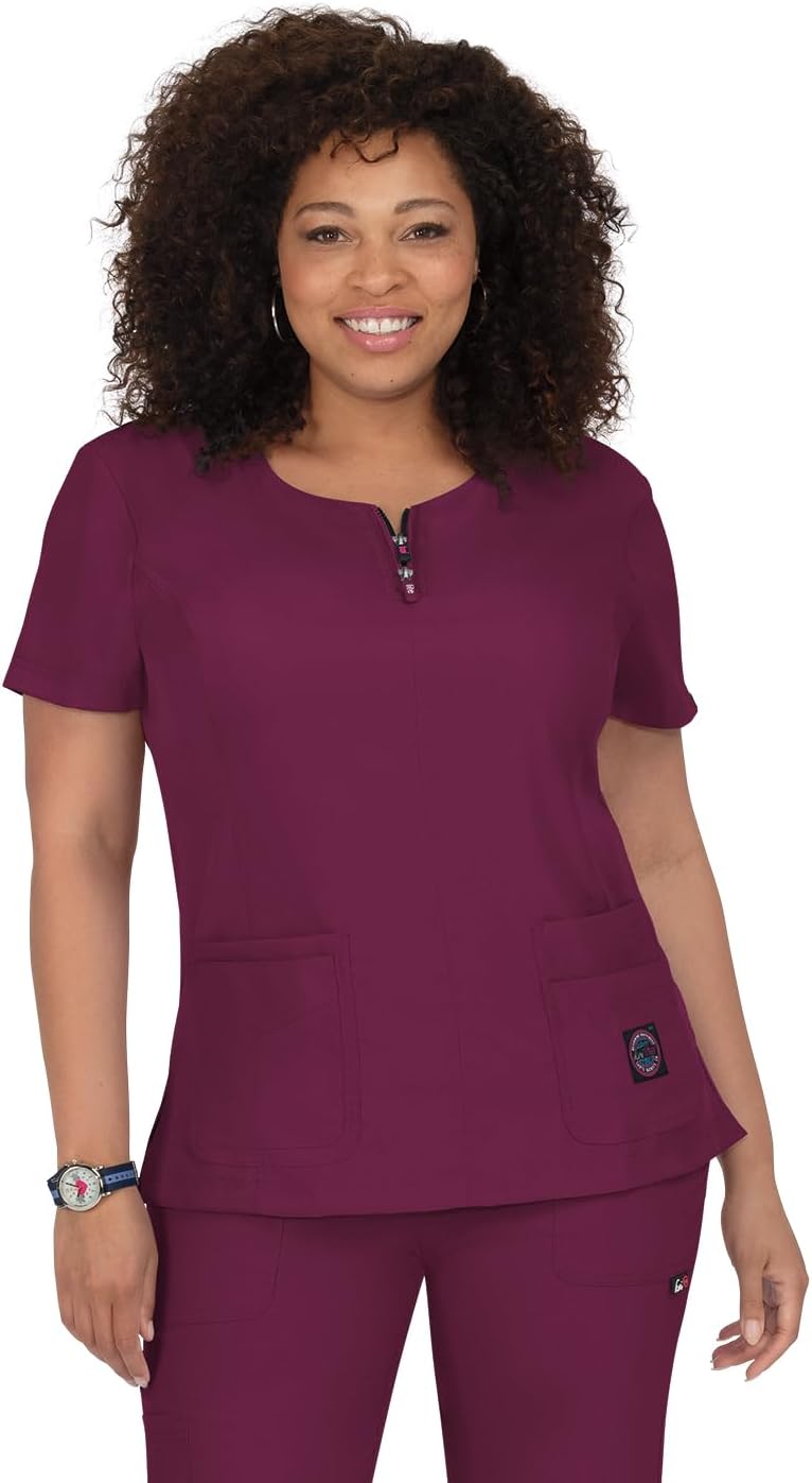 Lite Serenity Women's 4-Pocket Zipper Neck Scrub Top