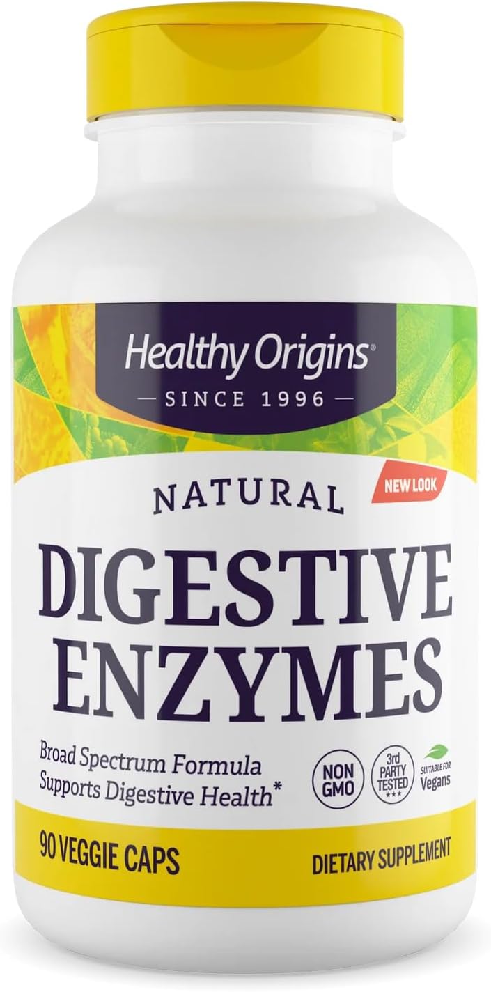 Digestive Enzymes, 90 Veggie Capsules - Broad Spectrum, Multi-Enzyme Blend with Protease, Amylase & Lipase - Supports GI Comfort, Nutrient Absorption for Macronutrient Breakdown