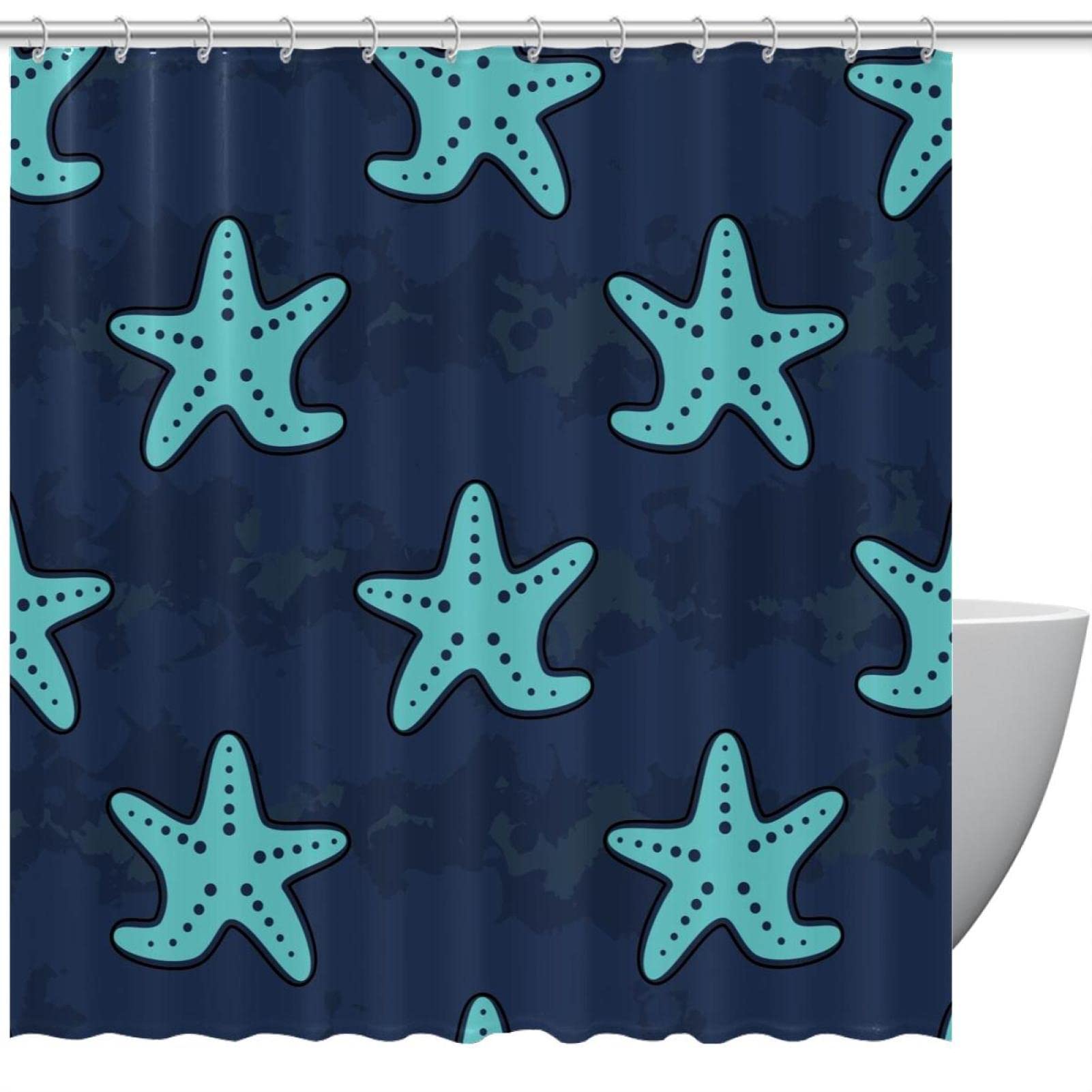 Rideau de douche anti éclaboussures lavable bleu 152 x 183 cm
