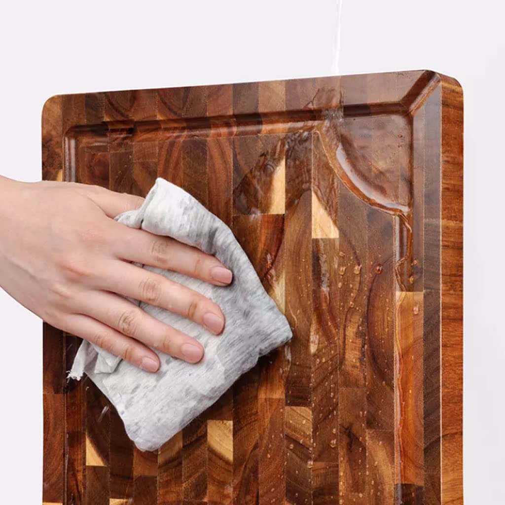 Tabla de Cortar Cocina,Tabla de cortar de madera de grano final grande con ranura de jugo para queso de fruta de verduras de carne 14.9x11