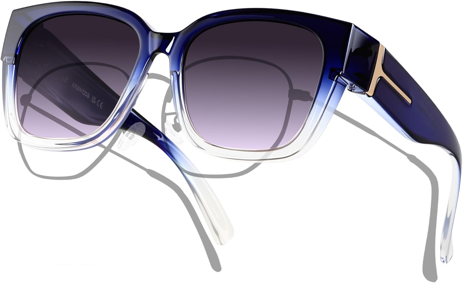 ANDWOOD Polarized Sunglasses Fit Over Glasses for Women Men Oversized Square Shades UV400 Protection
