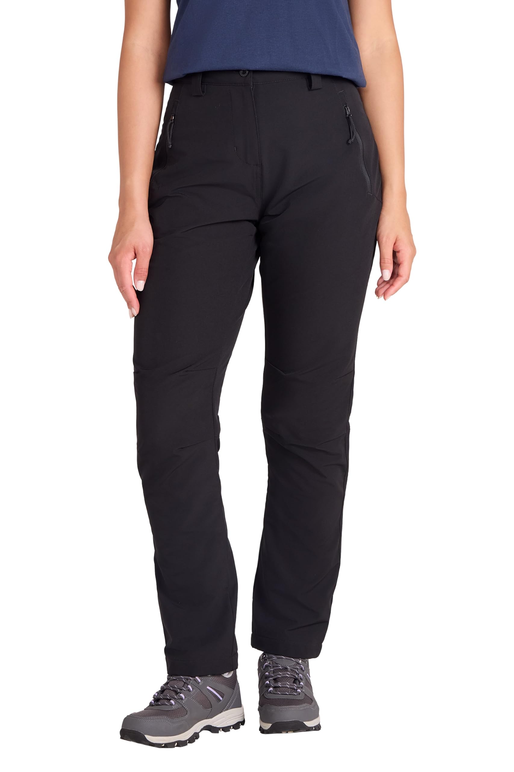 Mountain Warehouse Arctic Thermal Womens Trousers - Fleece Lined Pants, Stretch, Many Pockets, Inner Waistband Ladies Bottoms, Warm - for Walking, Camping, Hiking Black 18