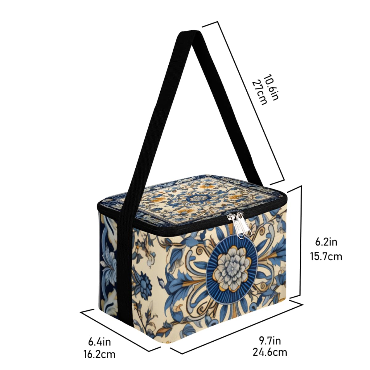 GzLeyigou Lunch Bags for Women Men 9 Cans,Abstract Flower Hot & Cold Food Delivery Bag Insulated Grocery Bag Insulated Lunch Box Decorative Ornament Cooler Bag for Office Work Picnic Beach