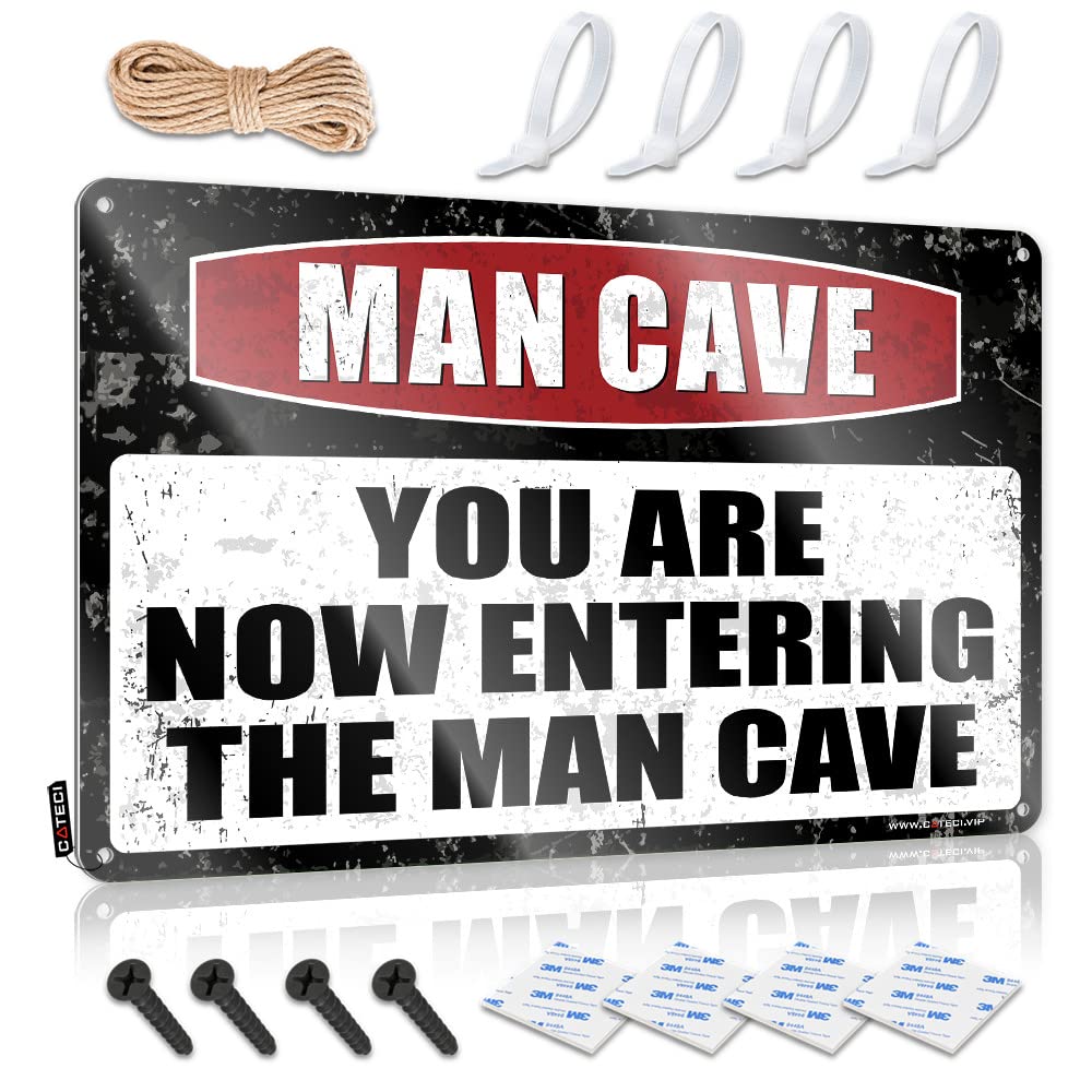 Personalized Metal Signs For Outdoors Caution! You Are Now Entering The Man Cave Sign Vintage Tin Signs Funny Cave Man Bar(30X40CM)