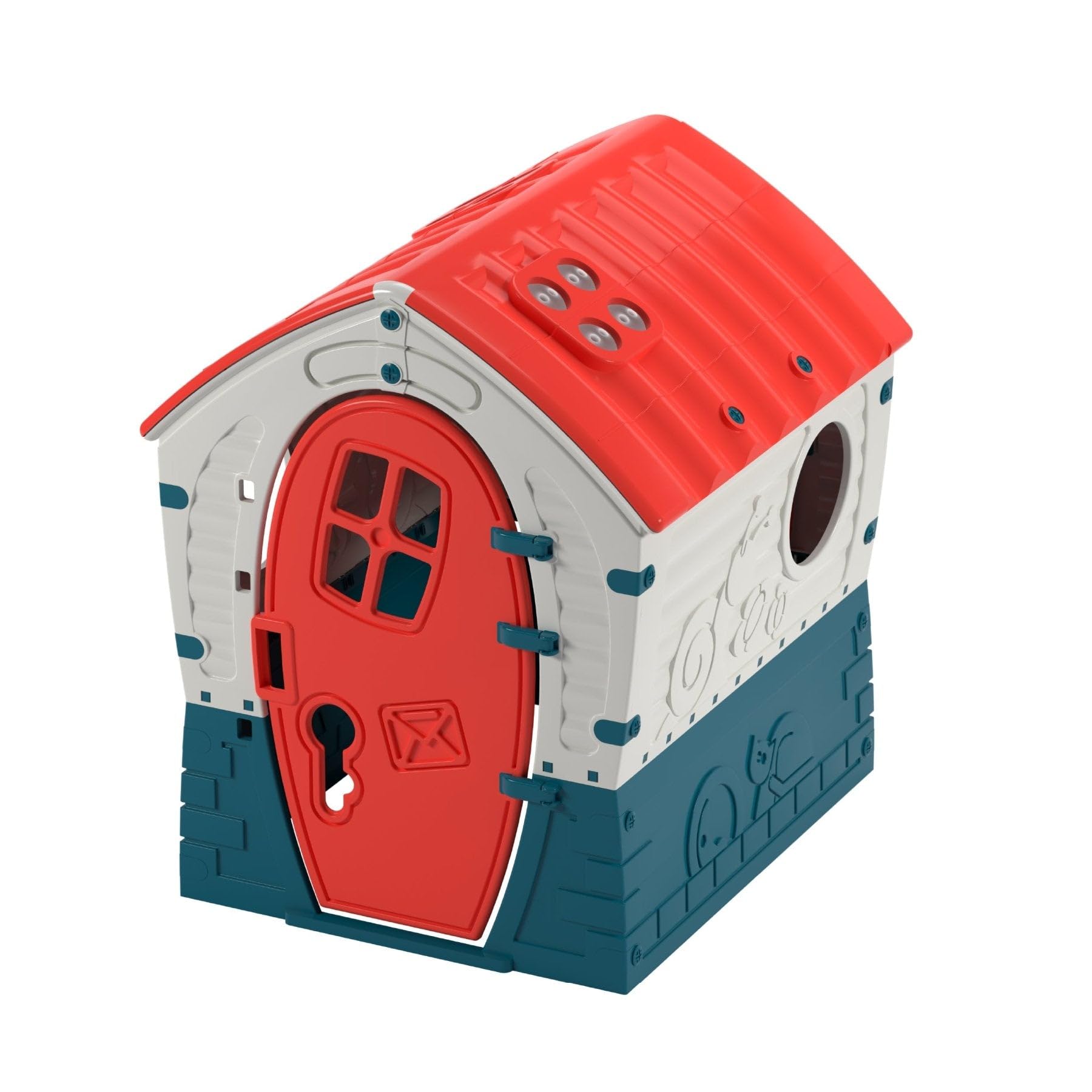 Palplay Dream Playhouse, UV Resistant, Indoor and Outdoor, Garden Toys, Sunroof Windows and Peep Holes, Ideal for Kids Ages 2+, Red, Yellow and Blue, 95 x 90 x 110 cm