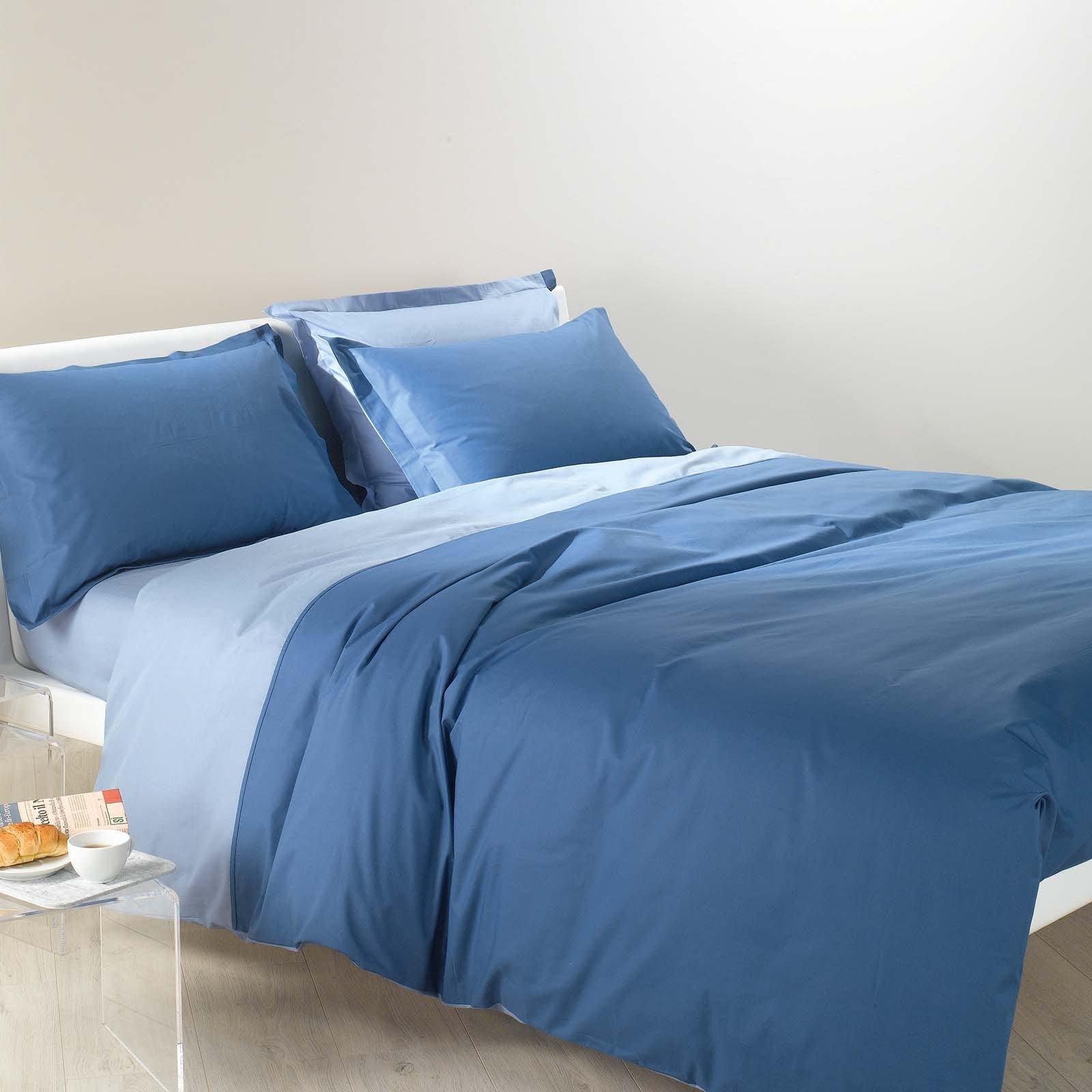 Caleffi Duvet Cover Set, Cotton, avio, King Single
