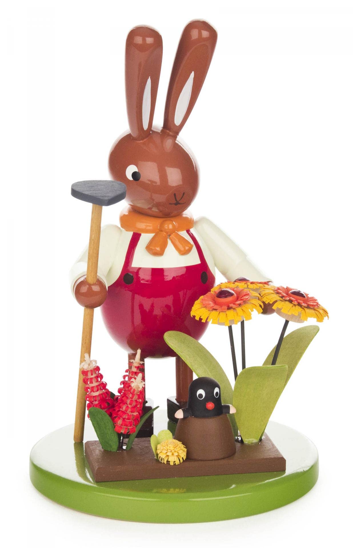 Lapin de Pâques Rudolphs Schatzkiste avec taupe déco de table figurines en bois 18cm