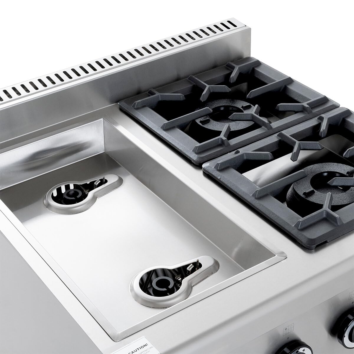 GastroHero Cuisinière à gaz 4 brûleurs 28,8 kW en acier inoxydable sur pied ouvert sous montage ECO série professionnelle cuisinière à gaz gastronomie