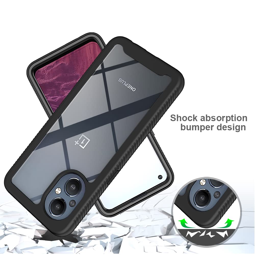 iVoler Cover Trasparente Anti Ingiallimento per Oneplus Nord CE 5 5G con 2 Pezzi Pellicola Vetro Temperato, [Antiurto di Grado Militare] HD Chiaro Custodia Sottile Anti-Graffio Bumper Case