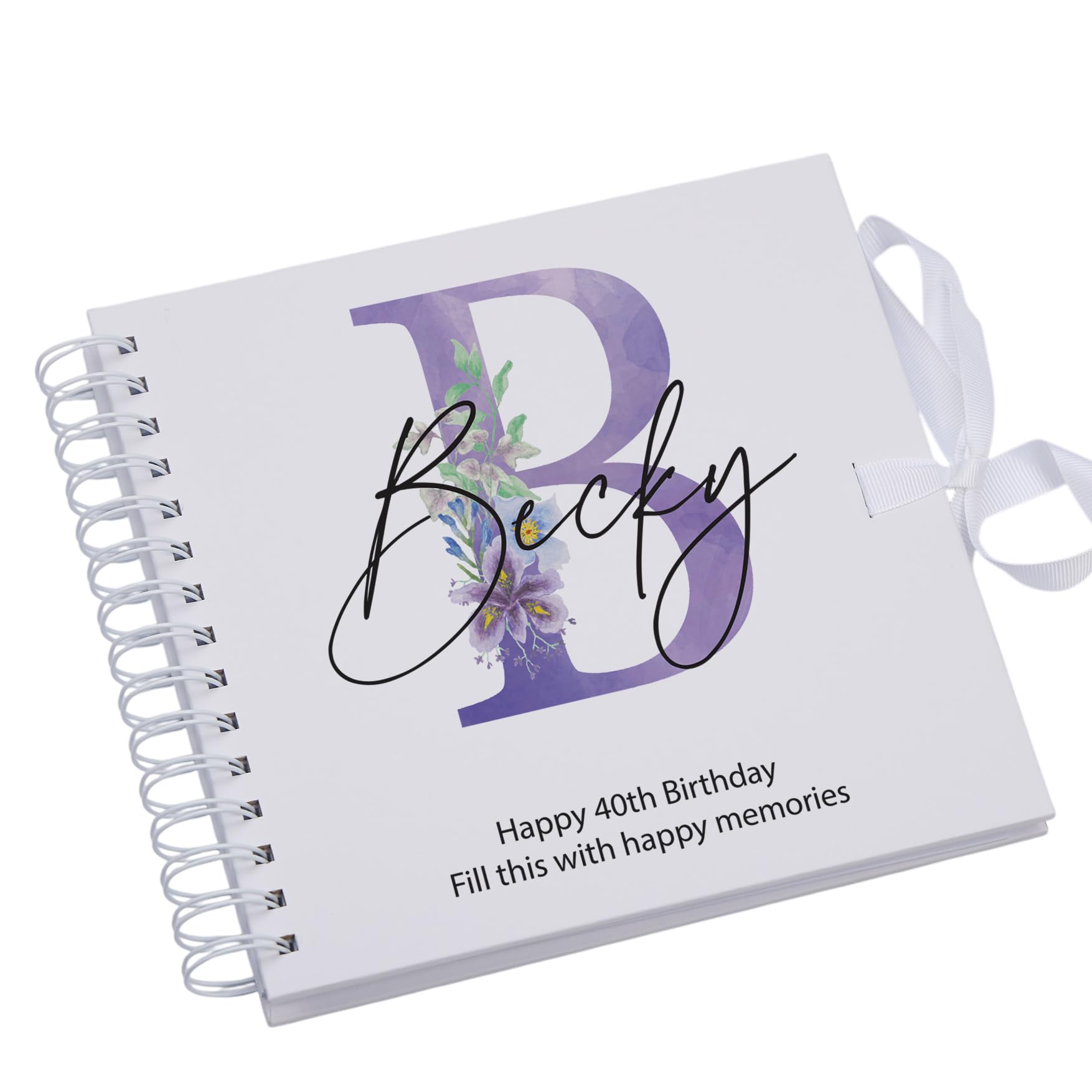 Ukgiftstoreonline White Personalised Any Name Monogram Sentiment Scrapbook Photo Album Guest Book