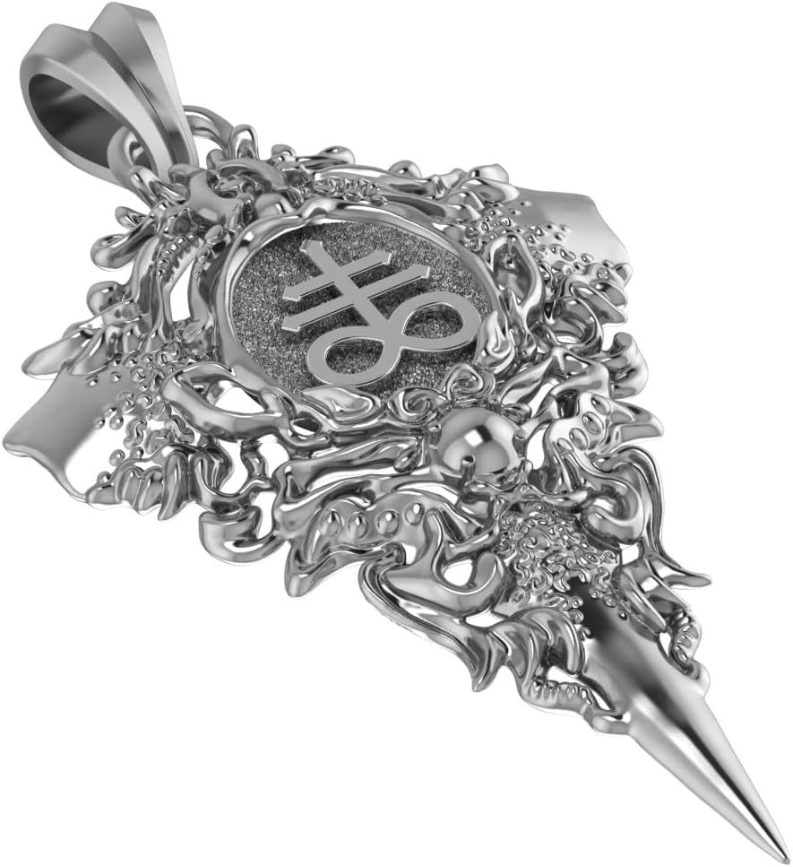 925 Sterling Silver Leviathan Cross Pendant Church of Satanic Satan Jewelry