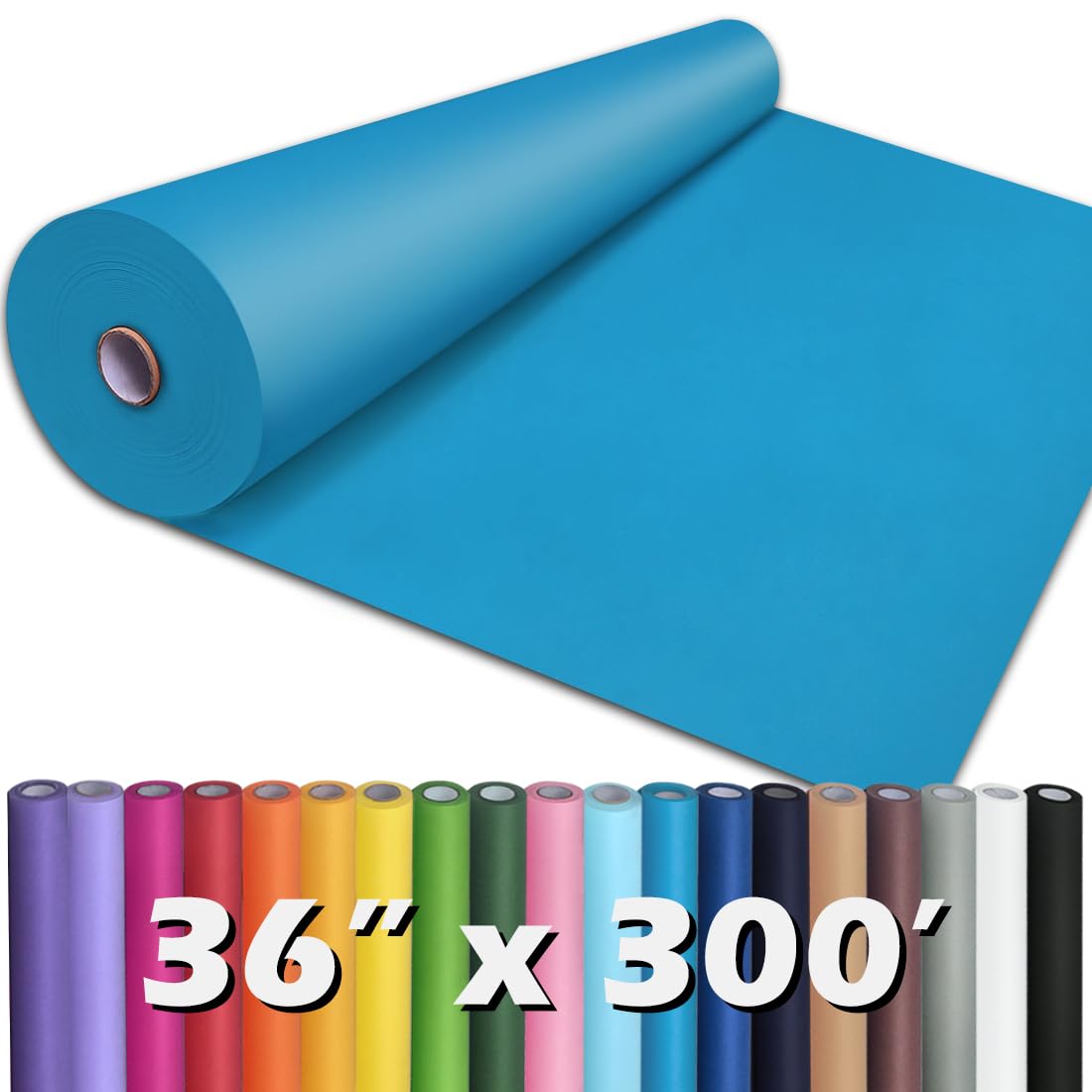 PerkHomy Lake Blue Kraft Paper Roll 36" x 3,600" (300') for Gift Wrapping Bouquet Flower Art Painting Craft Writing Packaging Shipping 80GSM 55LB (Lake Blue, 36" x 300')