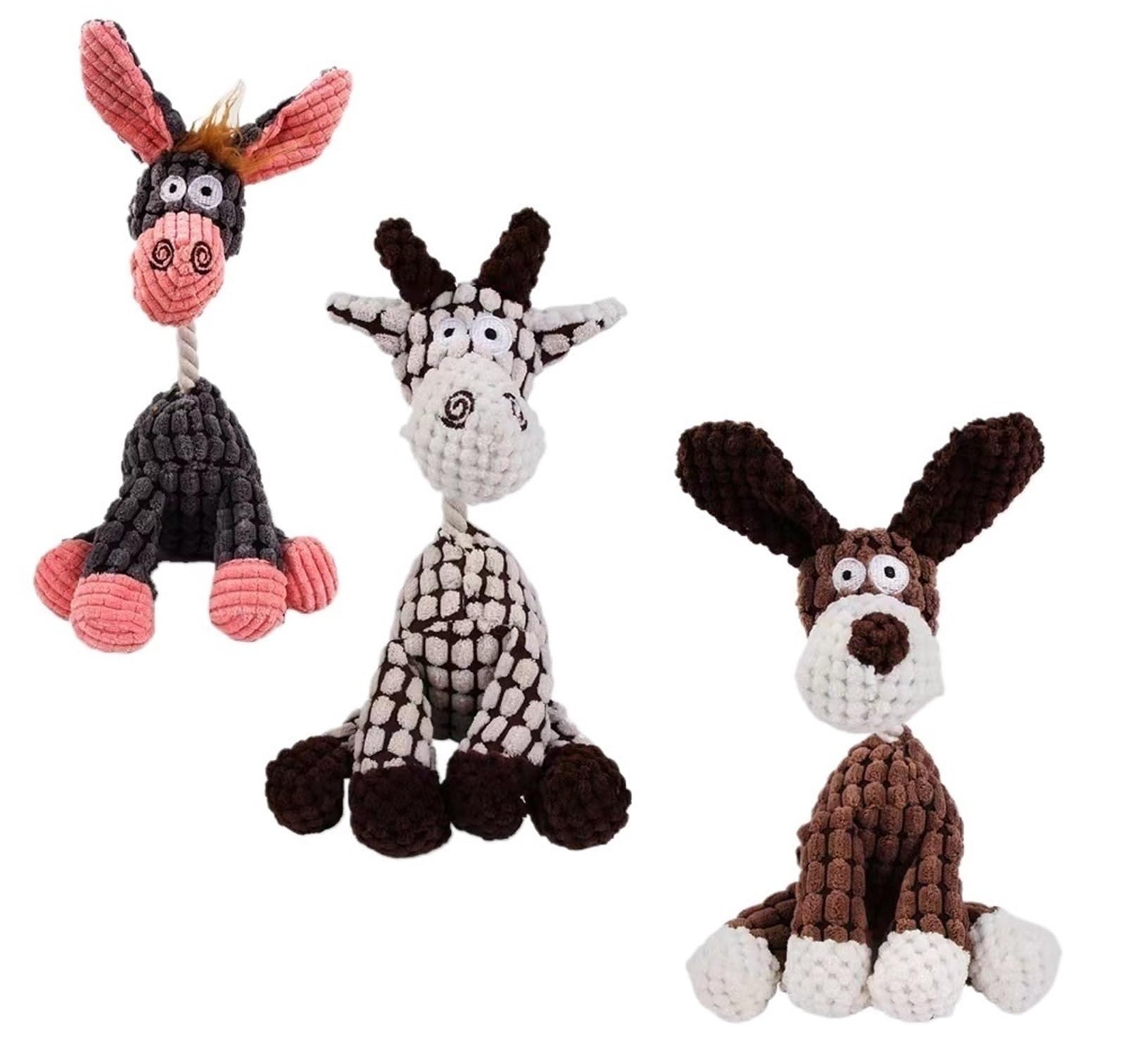 THUCHENYUC Petsboro Bitebuddy, Indestructible Robust Dog Toy Stuffed Animal Plush Chew Toys With Squeakers For Aggressive Chewers(Color:3pcs)
