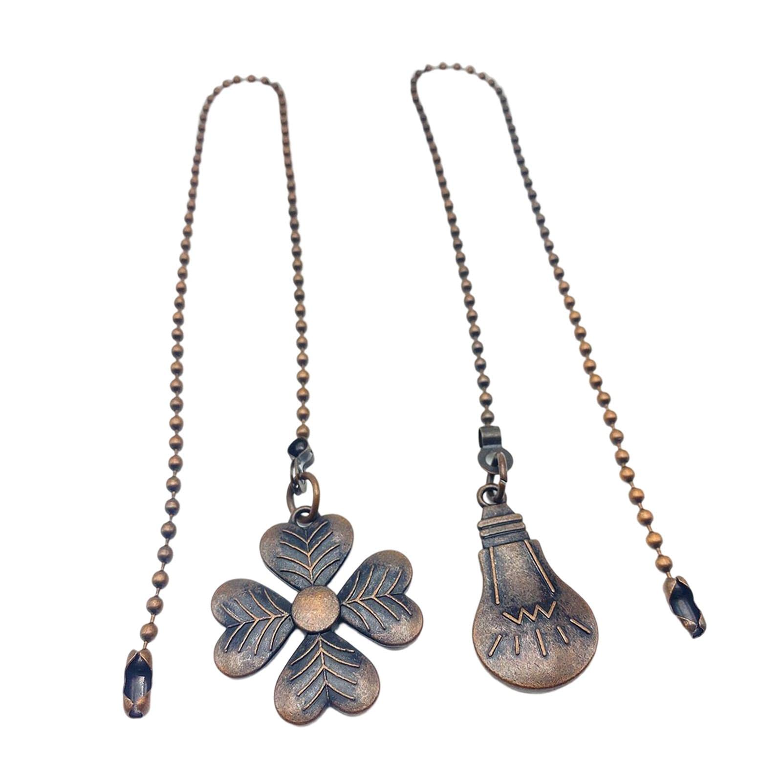 WOVEBIUS Fan Extension Chain Ceiling Fan Ornaments Lamp Beaded Ceiling Fan Pull Chain Reddish Brown,red Bronze,45cm