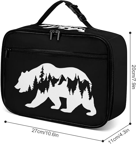 Miniatura 3 de Lonchera reutilizable con diseño de oso de senderismo, bolsa de almuerzo aislada, lonchera para comida y alimentos, bolsa de mano para niños,