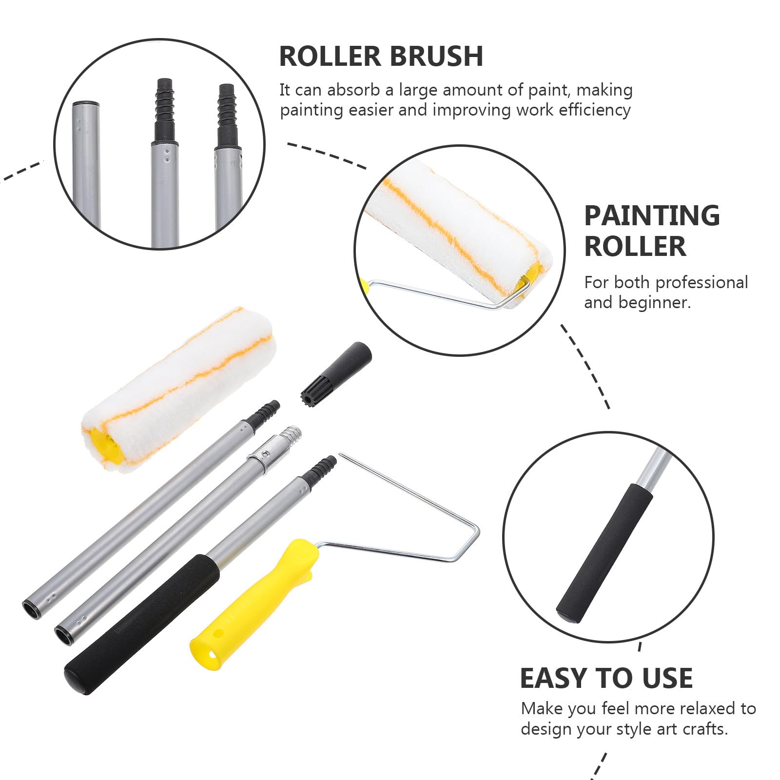 KOMBIUDA Rulli per Pittura Professionali con Manico Estensibile Sezioni Rullo in Microfibra per Verniciare Pareti Soffitti e Mobili Utensile Domestico per Imbiancare e Decorare Ambienti