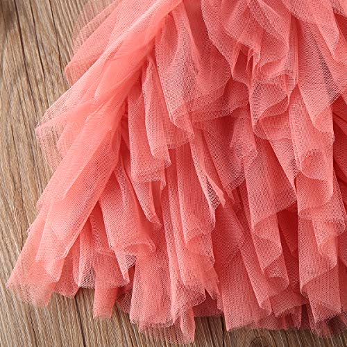 Goelsakurara 2Pcs Kids Baby Girl Lace Hollow T-Shirt Tops+Tutu Skirt Toddler Ruffle Layers Dresses Outfits Birthday Party Pink, 1-2T #TOP6