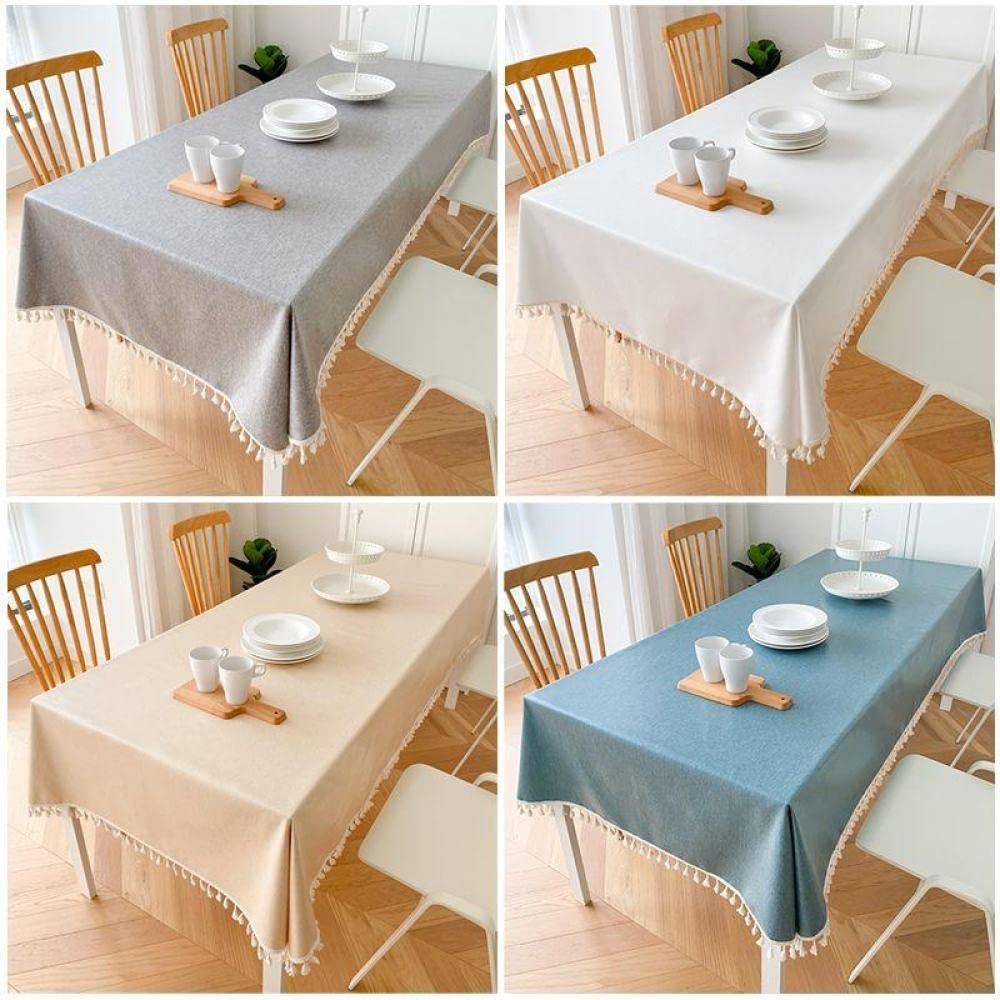 Manteles Mesa Antimanchas Impermeable Algodón y Lino Transpirable Nórdico Moderno para Cocina Comedor Light Blue 120 × 160cm