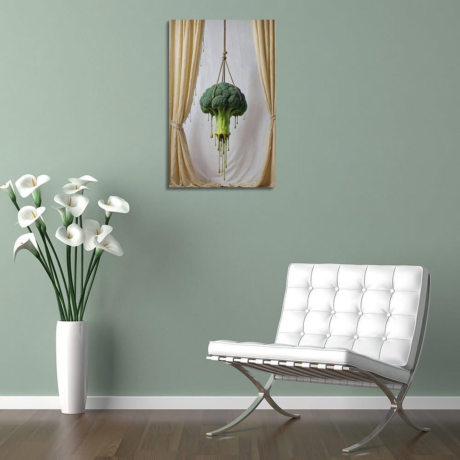 DLJGDS Surreal Wandposter zum Aufhängen, Brokkoli-Gemüse, dekoratives Gemälde, Leinwand, Wandposter und moderne Familienschlafzimmer-Dekoration, 50 x 75 cm